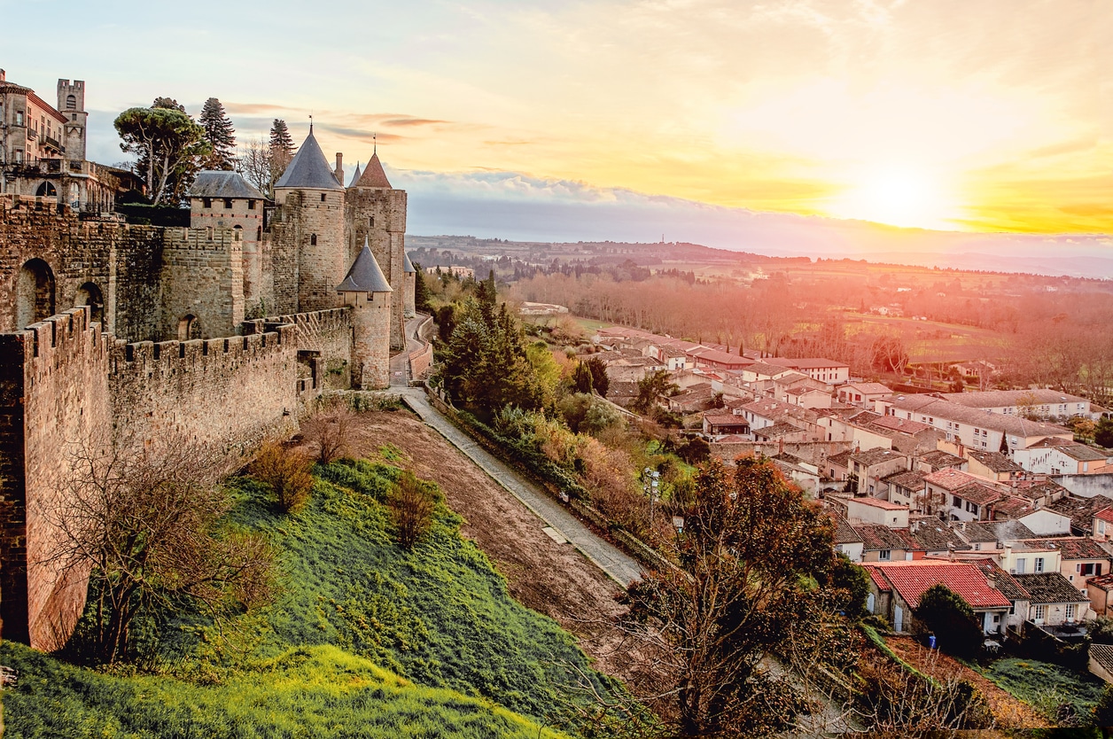 Carcassonne. France . magnifique coucher de soleil