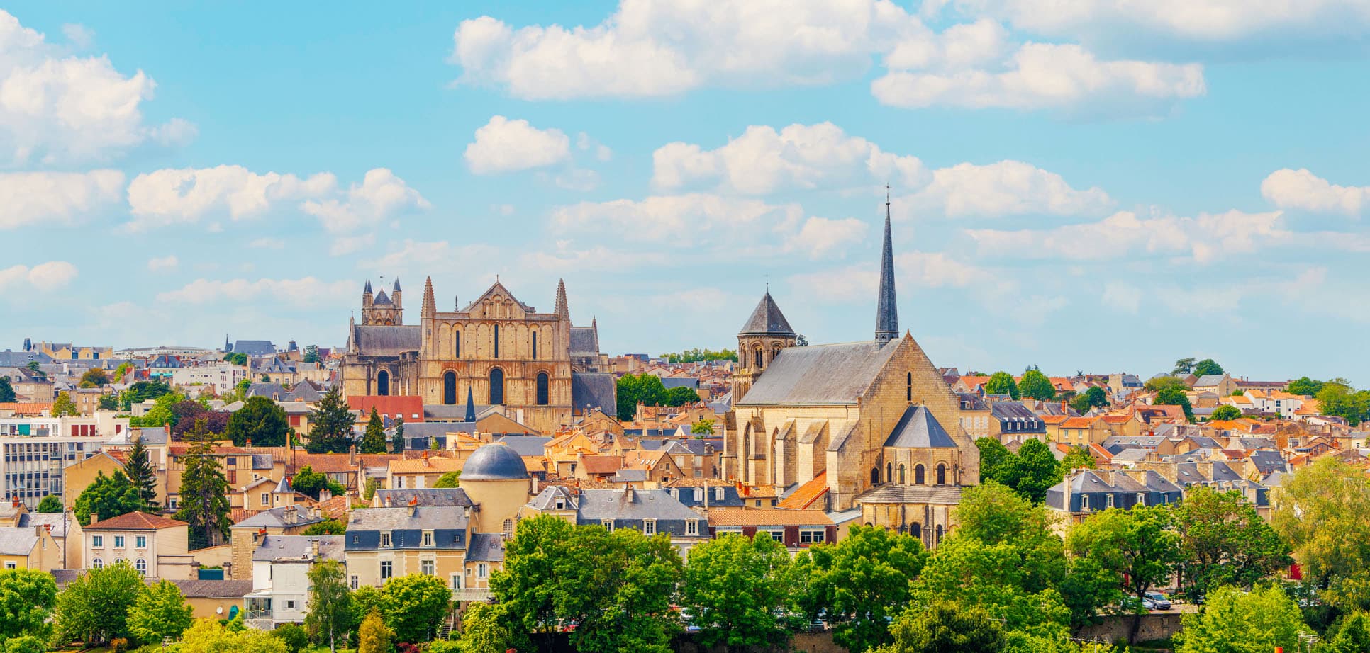 Panoramic view of Poitiers city landscape France