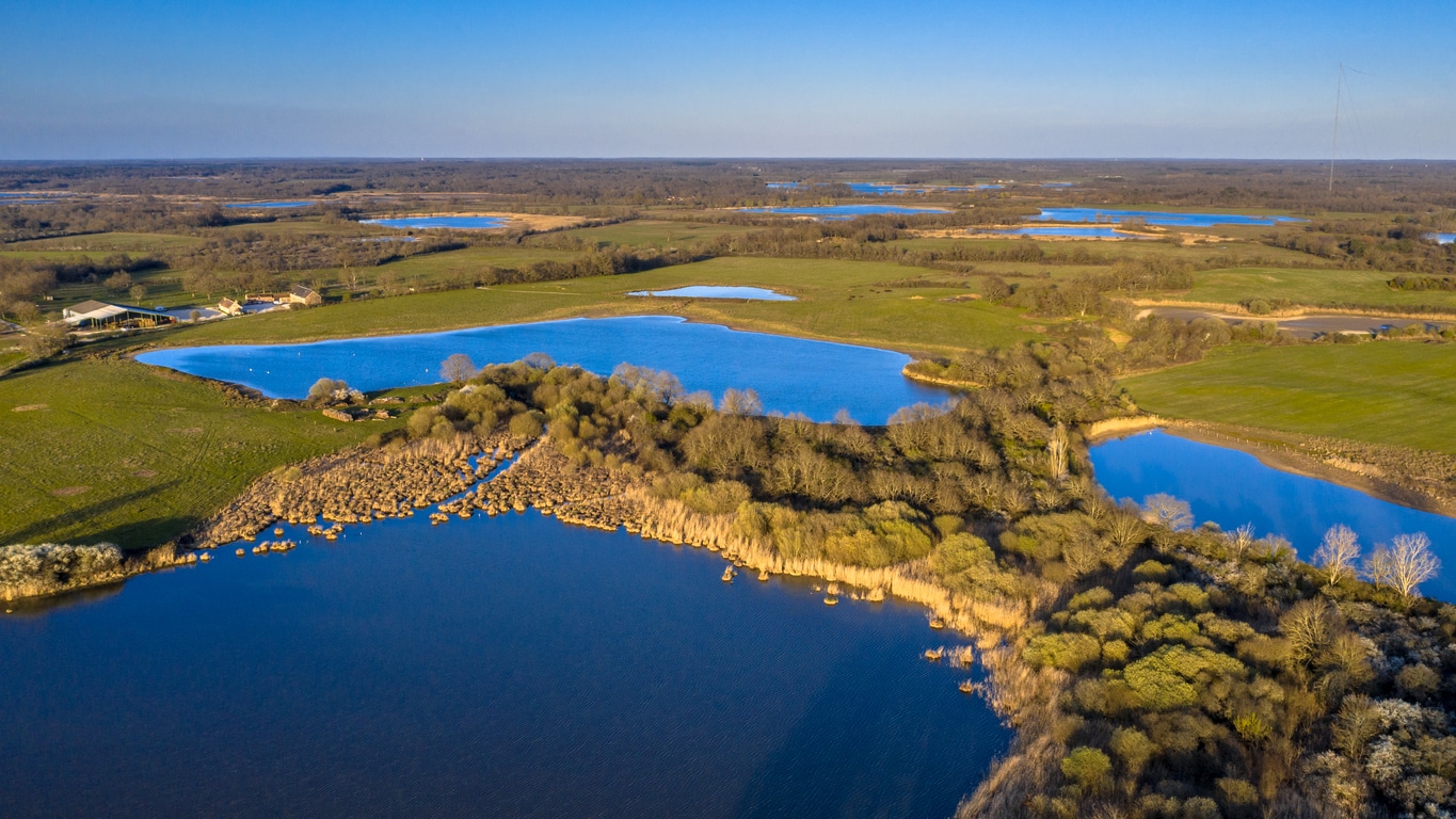 Vue du ciel du Parc naturel régional de la Brenne